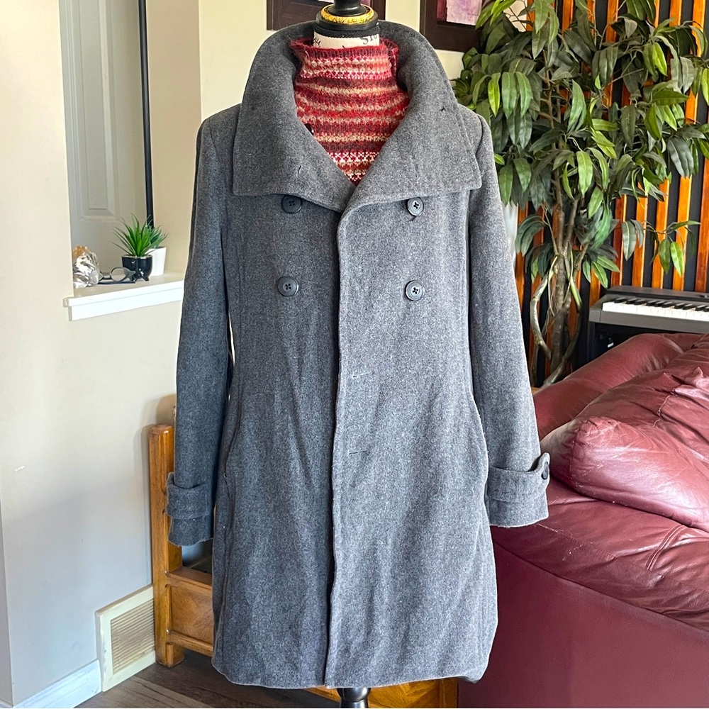 Gray Double-Breasted Trench Coat